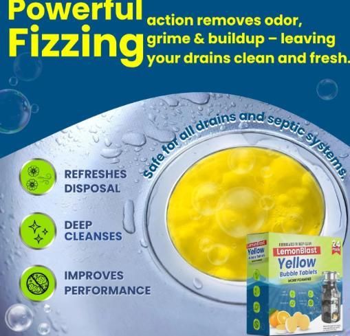 LemonBlast Yellow Bubble Cleaning Tablets – 24 Pieces