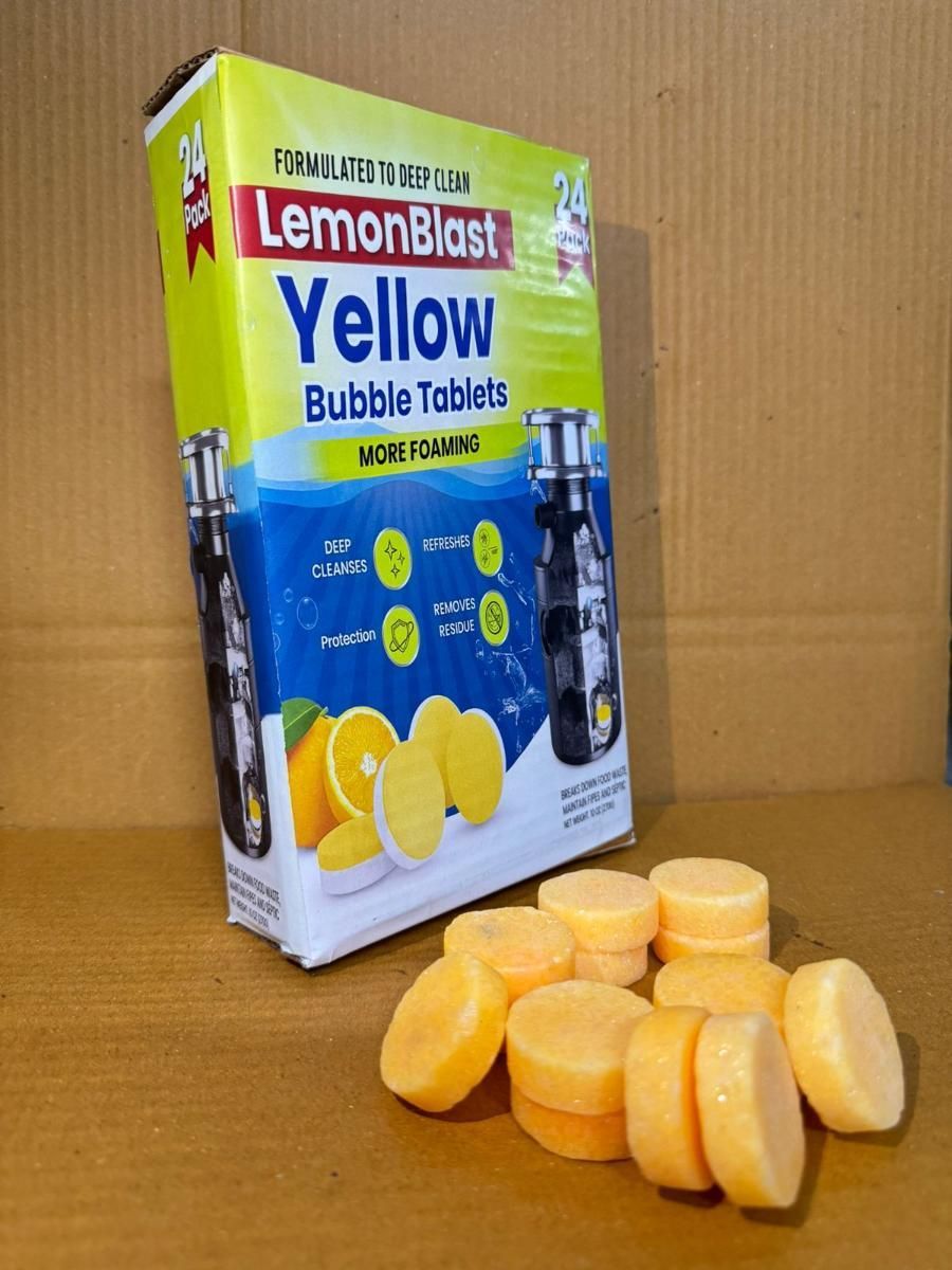 LemonBlast Yellow Bubble Cleaning Tablets – 24 Pieces